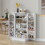 HOMCOM 41" Kitchen Pantry Storage Cabinet, Freestanding Kitchen Cabinet with 12 Door Shelves, Double Doors, 5-tier Shelving and Adjustable Shelves, Painted White W2225P200790