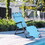 Outsunny Folding Chaise Lounge Chair for Outside, 2-in-1 Tanning Chair with Pillow & Pocket, Adjustable Pool Chair for Beach, Patio, Lawn, Deck, Blue W2225P200792