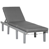 Outsunny Chaise Lounge Chair for Outdoor, Patio Recliner with 4-Position Adjustable Backrest and Cushion for Deck, Beach, Lawn and Sunbathing, Gray W2225P200800