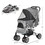 PawHut Travel Pet Stroller for Dogs, Cats, One-Click Fold Jogger Pushchair with Swivel Wheels, Braket, Basket Storage, Safety Belts, Adjustable Canopy, Zippered Mesh Window Door, Grey W2225P200801