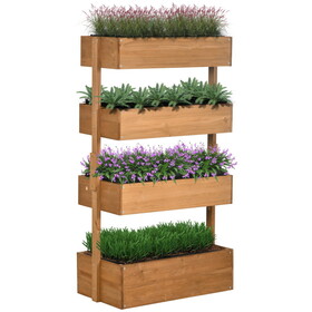 Outsunny Vertical Garden Planter, Wooden 4 Tier Planter Box, Self-Draining with Non-Woven Fabric for Outdoor Flowers, Vegetables and Herbs, Orange W2225P200807