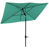 Outsunny 6.5' x 10' Rectangular Market Umbrella, Patio Outdoor Table Umbrella with Crank and Push Button Tilt, Teal W2225P200817