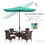 Outsunny 6.5' x 10' Rectangular Market Umbrella, Patio Outdoor Table Umbrella with Crank and Push Button Tilt, Teal W2225P200817