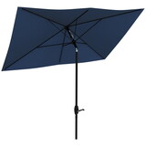 Outsunny 6.5' x 10' Rectangular Market Umbrella, Patio Outdoor Table Umbrella with Crank and Push Button Tilt, Blue W2225P200818