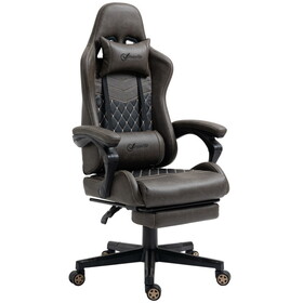 Vinsetto Racing Gaming Chair Diamond PU Leather Office Gamer Chair High Back Swivel Recliner with Footrest, Lumbar Support, Adjustable Height, Brown W2225P200822