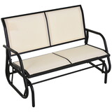 Outsunny 2-Person Outdoor Glider Bench, Patio Double Swing Rocking Chair Loveseat w/Powder Coated Steel Frame for Backyard Garden Porch, Beige W2225P200830