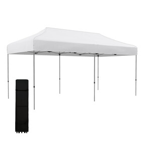 Outsunny 10' x 20' Pop Up Canopy Tent, Instant Sun Shelter with 3-Level Adjustable Height, Easy up Outdoor Tent for Parties with Wheeled Carry Bag for Garden, Patio, White W2225P200836