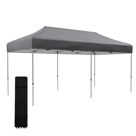 Outsunny 10' x 20' Pop Up Canopy Tent, Instant Sun Shelter with 3-Level Adjustable Height, Easy up Outdoor Tent for Parties with Wheeled Carry Bag for Garden, Patio, Gray W2225P200838