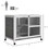 PawHut Indoor Rabbit Hutch with Wheels, Desk and Side Table Sized, Wood Rabbit Cage, Waterproof Small Rabbit Cage, Gray W2225P200851