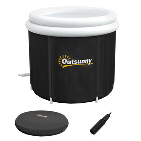 Outsunny Ice Bath Tub, 79 Gallon Outdoor Portable Cold Plunge Tub with Thermo Lid, Cover and Carry Bag for Athletes Recovery and Cold Water Therapy, Black W2225P200853