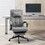 Vinsetto Executive Linen-Feel Fabric Office Chair High Back Swivel Task Chair with Adjustable Height Upholstered Retractable Footrest, Headrest and Padded Armrest, Light Grey W2225P200858