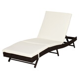 Outsunny Patio Chaise Lounge, Pool Chair with 5 Position Adjustable Backrest & Cushion, Outdoor PE Rattan Wicker Sun Tanning Seat, 78.75