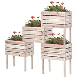 Outsunny 4PCS Raised Garden Bed, Wooden Elevated Planter Box Kit with Bed Liner, DIY Shape, for Flowers Vegetables W2225P200865