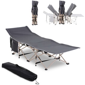 Outsunny Folding Camping Cot for Adults with Carry Bag, Side Pocket, Outdoor Portable Sleeping Bed for Travel, Camp, Vacation, 330 lbs. Capacity, Gray W2225P200880