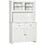HOMCOM 63.5" Kitchen Buffet with Hutch, Pantry Storage Cabinet with 4 Shelves, Drawers, Framed Glass Doors, Open Microwave Countertop, Antique White W2225P200883