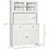 HOMCOM 63.5" Kitchen Buffet with Hutch, Pantry Storage Cabinet with 4 Shelves, Drawers, Framed Glass Doors, Open Microwave Countertop, Antique White W2225P200883