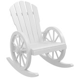 Outsunny Wooden Rocking Chair, Adirondack Rocker Chair w/ Slatted Design and Oversized Back, Outdoor Rocking Chair with Wagon Wheel Armrest for Porch, Poolside, and Garden, White W2225P200890