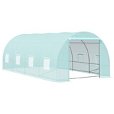 Outsunny 20' x 10' x 7' Walk-in Tunnel Greenhouse, Garden Warm House, Large Hot House Kit with 8 Roll-up Windows & Roll Up Door, Steel Frame, Green W2225P200891