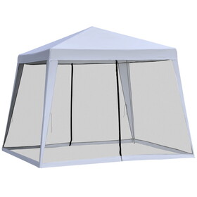 Outsunny 10'x10' Outdoor Canopy Tent, Slant Leg Sun Shelter with Mesh Sidewalls, Patio Tents for Parties, Grey W2225P200894