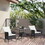Outsunny 3 Piece Patio Bistro Set, Outdoor PE Wicker Furniture Conversation Set with Tufted Cushion Reclining Chairs & Coffee Table for Backyard, Lawn, Porch, Poolside, Balcony, Cream White