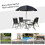 Outsunny 6 Piece Patio Dining Set for 4 with Umbrella, Outdoor Table and Chairs with 4 Folding Dining Chairs & Round Glass Table for Garden, Backyard and Poolside, Black W2225P200910