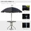 Outsunny 6 Piece Patio Dining Set for 4 with Umbrella, Outdoor Table and Chairs with 4 Folding Dining Chairs & Round Glass Table for Garden, Backyard and Poolside, Black W2225P200910