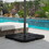 Outsunny 4 Pieces Cantilever Patio Umbrella Base Stand, Outdoor Offset Umbrella Weight Plates, 158 lb Capacity Sand or 60 Liter Capacity Water, Black W2225P200915