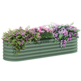 Outsunny 6.5' x 2' x 1.4' Galvanized Raised Garden Bed Kit, Outdoor Metal Elevated Planter Box with Safety Edging, Easy DIY Stock Tank for Growing Flowers, Herbs & Vegetables, Green W2225P200928