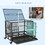 PawHut 36" Heavy Duty Dog Crate Metal Cage Kennel with Lockable Wheels, Double Door and Removable Tray, Gray W2225P200934