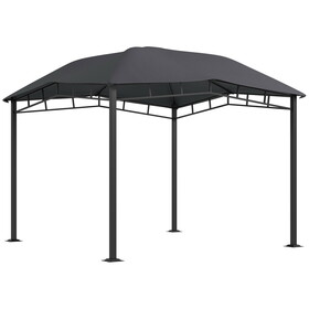 Outsunny 10' x 10' Soft Top Patio Gazebo Outdoor Canopy with Unique Geometric Design Roof, All-weather Steel Frame, Gray W2225P200939