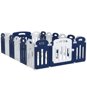 Qaba Baby Playpen, 18 Panels Sturdy Safety Play Yard for Babies and Toddlers, 85" x 57" Foldable Baby Playard, Indoor Outdoor Kids Activity Center with Anti-Slip Base W2225P216987