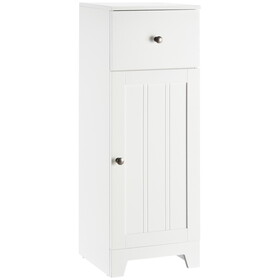 kleankin Short Bathroom Storage Cabinet, Cabinet Organizer with 1 Drawer and Adjustable Shelf for Living Room, White W2225P216994