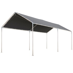 Outsunny 10'x20' Carport Heavy Duty Galvanized Car Canopy with Included Anchor Kit, 3 Reinforced Steel Cables, Grey W2225P217044