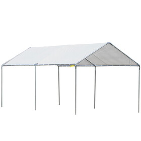 Outsunny 10'x20' Carport Heavy Duty Galvanized Car Canopy with Included Anchor Kit, 3 Reinforced Steel Cables, White W2225P217045