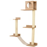 PawHut Wall-Mounted Multi-Level Cat Tree Activity Tower with Sisal-Covered Scratching Posts & an Interior Condo Area W2225P217049