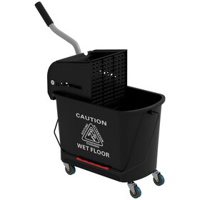 HOMCOM Mop Bucket with Wringer on Wheels for Floor Cleaning, 21 Quart, Separate Dirty and Clean Water, Black W2225P217086