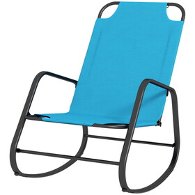 Outsunny Garden Rocking Chair, Outdoor Indoor Sling Fabric Rocker for Patio, Balcony, Porch, Light Blue W2225P217090