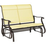 Outsunny 2-Person Outdoor Glider Bench, Patio Glider Loveseat Chair with Powder Coated Steel Frame, 2 Seats Porch Rocking Glider for Backyard, Lawn, Garden and Porch, Beige W2225P217091