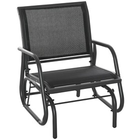 Outsunny Porch Glider, Metal Frame Swing Glider Chair with Breathable Mesh Fabric, Curved Armrests and Steel Frame for Garden, Poolside, Backyard, Balcony, Black W2225P217101