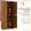 HOMCOM 72.5" Tall Kitchen Pantry Storage Cabinet, Freestanding Kitchen Cupboard with 4 Soft-Close Doors and Adjustable Shelves for Dining Room, Distressed Brown W2225P217115