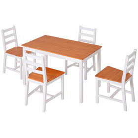 HOMCOM Dining Table Set for 4, 5 Piece Modern Kitchen Table and Chairs, Wood Dining Room Set for Small Spaces, Breakfast Nook, White W2225P217126