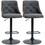 HOMCOM Counter Height Bar Stools Set of 2, Height Adjustable Swivel Barstools with Footrest and Tufted Back, Linen Fabric Bar Chairs, Dark Grey W2225P217132