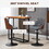 HOMCOM Counter Height Bar Stools Set of 2, Height Adjustable Swivel Barstools with Footrest and Tufted Back, Linen Fabric Bar Chairs, Dark Grey W2225P217132