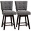 HOMCOM Counter Height Bar Stools Set of 2, Fabric Tufted Swivel Barstools 26.5 inch Seat Height with Rubber Wood Legs and Footrest for Dining Room, Kitchen, Pub, Grey W2225P217141