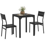 HOMCOM 3 Piece Dining Table Set for 2, Modern Kitchen Table and Chairs, Dining Room Set for Breakfast Nook, Small Space, Apartment, Space Saving, Black W2225P217144