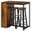 HOMCOM 3 Piece Industrial Pub Table and Chairs, Counter Height Bar Table and Stools Set with Storage Shelf, Rustic Brown W2225P217145