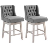 HOMCOM Counter Height Bar Stools Set of 2, 180 Degree Swivel Barstools, 27