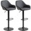 HOMCOM Adjustable Bar Stools, Swivel Counter Height Barstools with Footrest and Back, PU Leather and Steel Round Base, for Kitchen Counter and Dining Room, Set of 2, Black W2225P217149