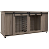 PawHut Dog Crate Furniture with Removable Divider for 2 Small Dogs or 1 Large Dog, 71