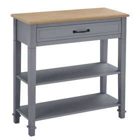 HOMCOM Modern Style Sofa Console Entry Hallway Table with Drawer and Shelves, Sturdy Build, and Large Storage, Grey W2225P217206